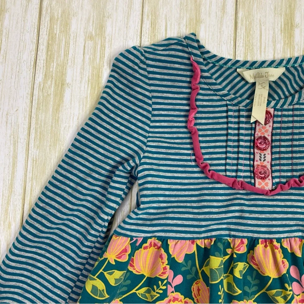 Matilda Jane Blue Striped Floral Long Sleeve Tunic Top